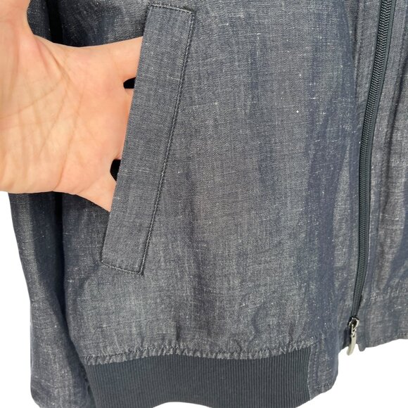 Robert Barakett Harrison Bomber Jacket Cotton Linen Blend Navy Blue Size XL - Picture 8 of 15